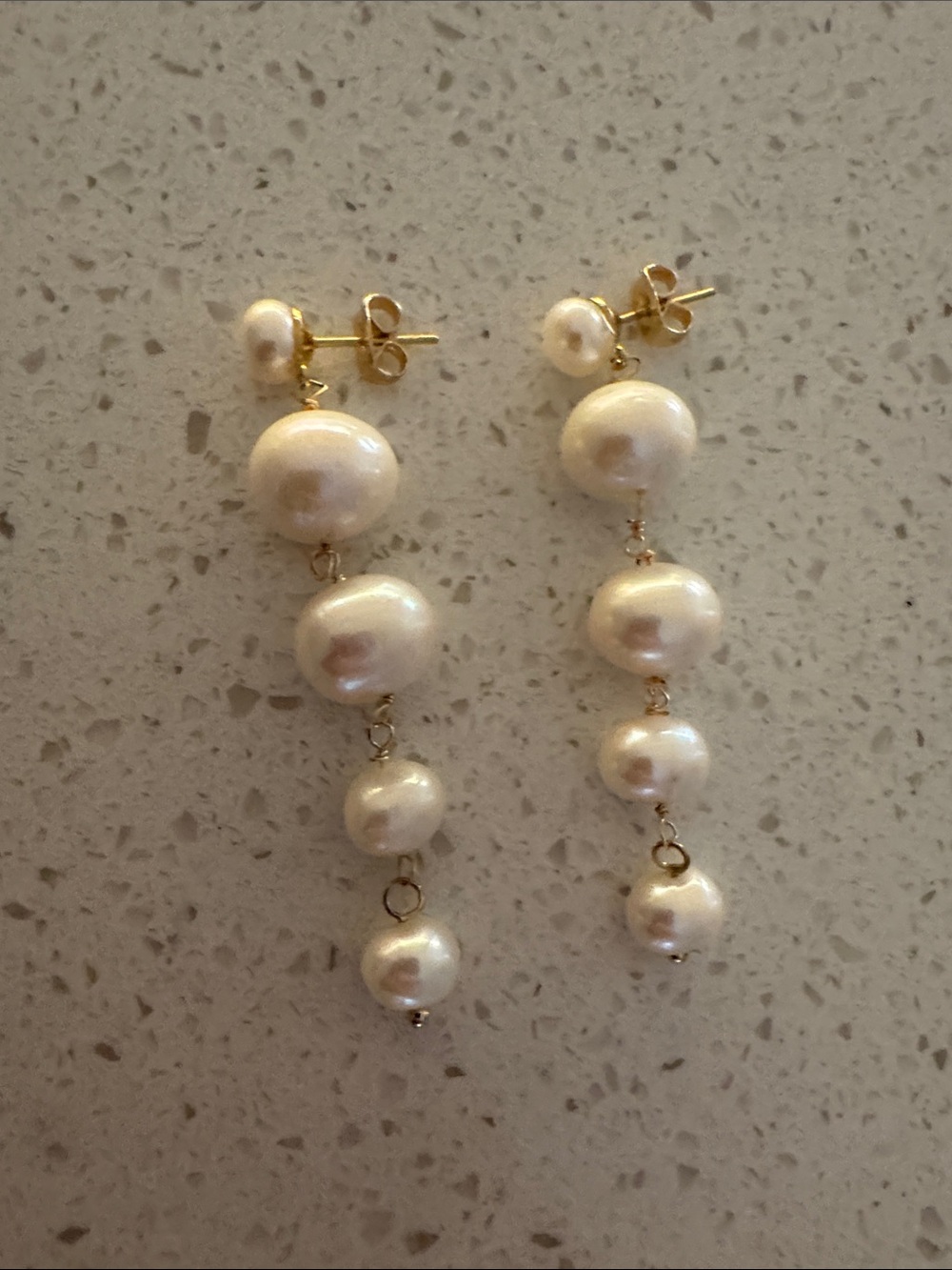 Gold Pearl Drop Earrings